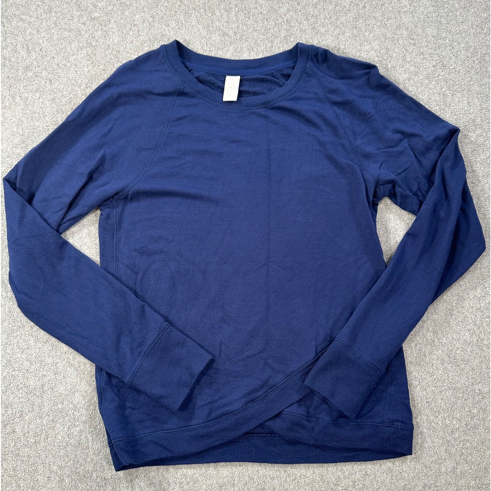 Athleta Girl Navy Blue Crossover Hem Pullover Top Size X-Large Long Sleeve